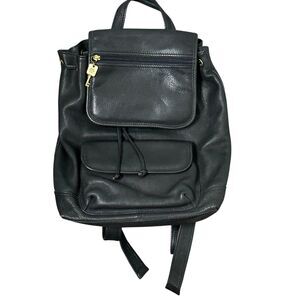 Vintage Fossil 1954 Black Pebbled Leather Backpack 75082